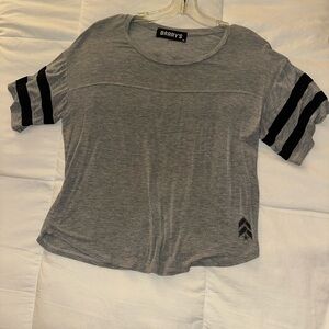 Barry's Gray and Black Striped Sleeve T-Shirt
